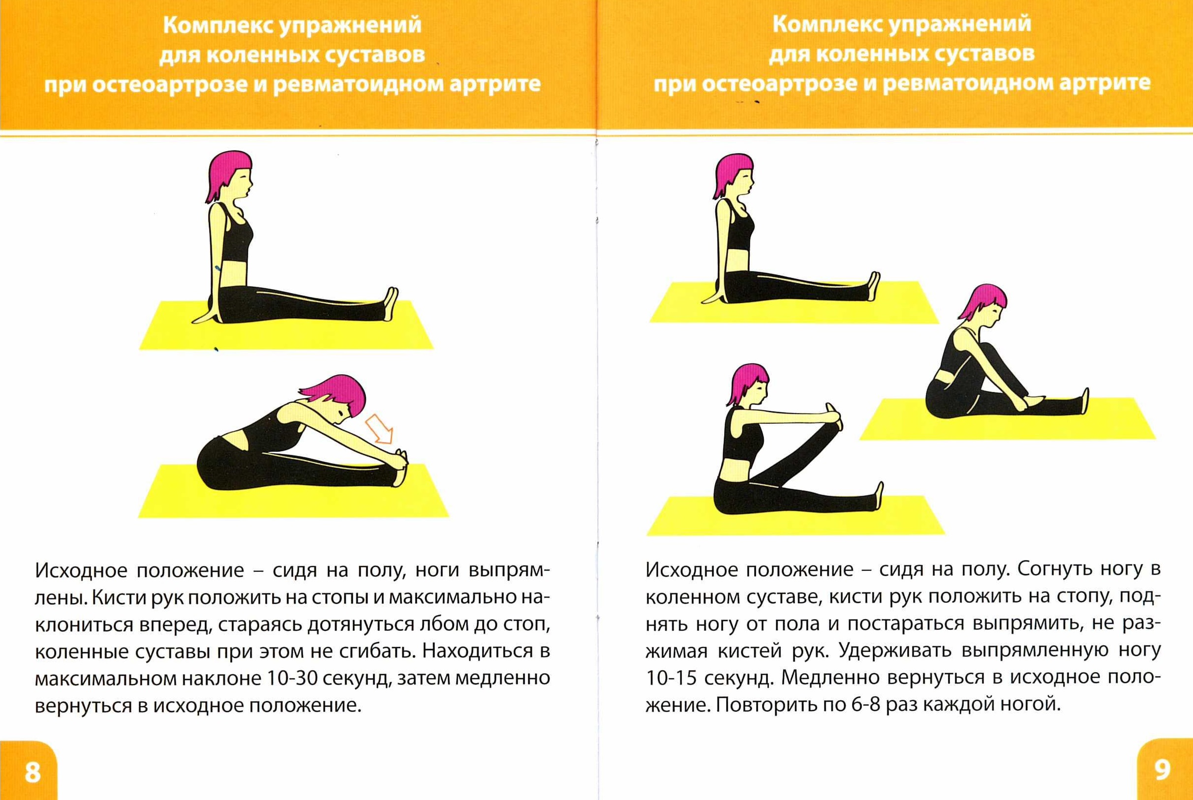 Упражнения для коленей при болях. Комплекс упражнений для суставов ЛФК. Комплекс лечебной гимнастики при остеоартрозе. Упражнения ЛФК для тазобедренных суставов. Комплекс упражнений при ревматоидном артрите коленных суставов.