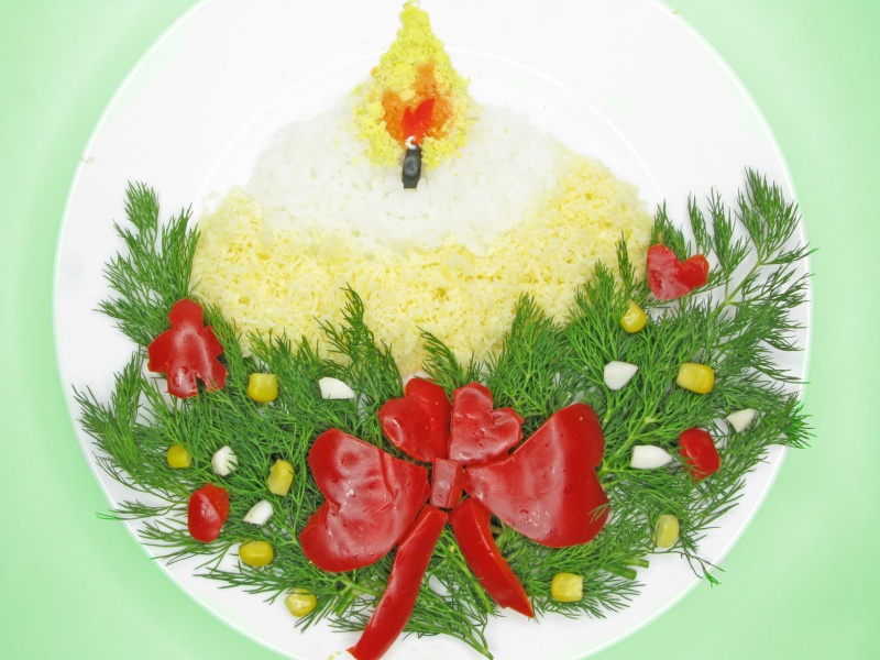 Общие принципы украшения Новогодних салатов
