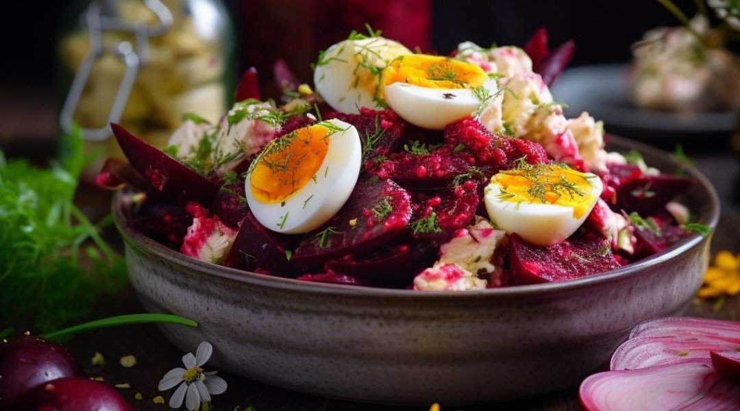 Салат со свёклой и солёными огурцами